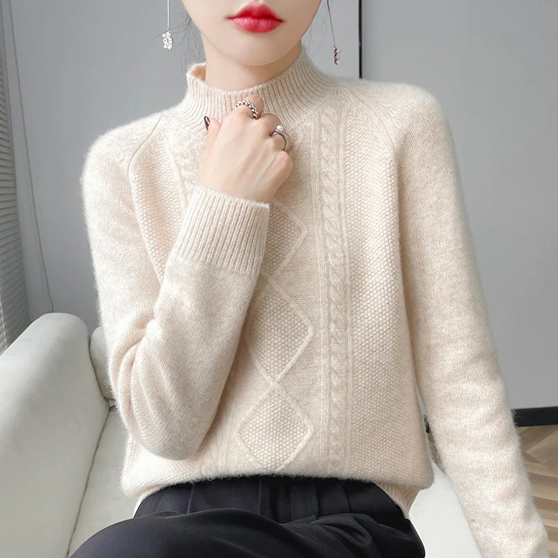 Women's Thick Wool Knit Sweater | Warm Winter Round-Neck Pullover