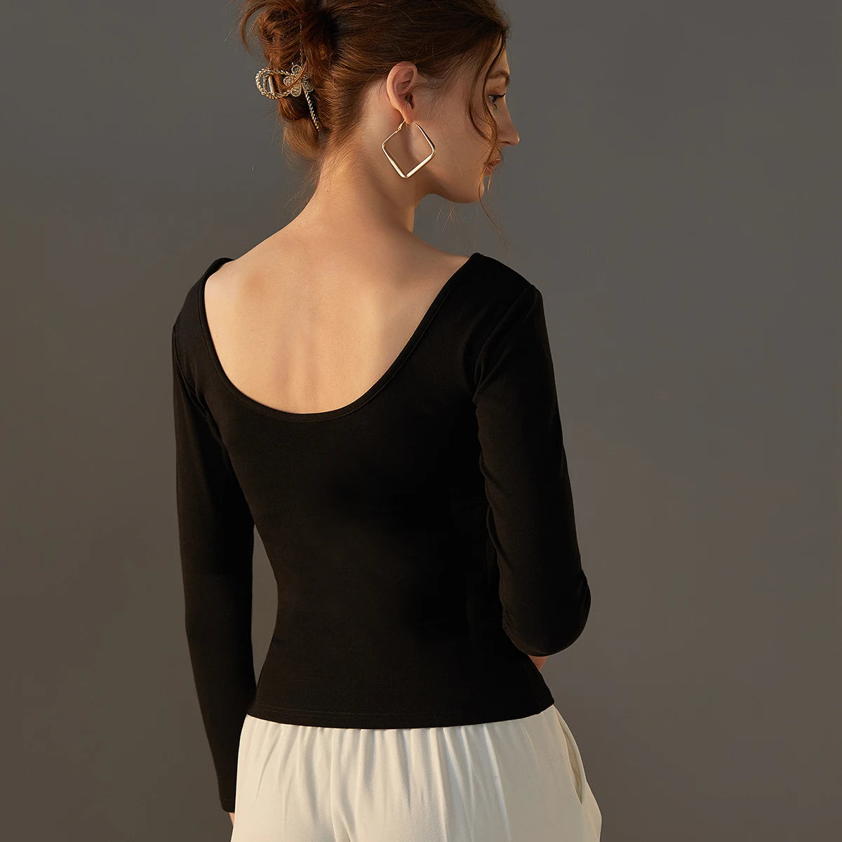 Women's Long-Sleeve Top with Built-In Bra