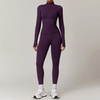 Windproof Seamless Full Zip Tracksuit Set for Women
