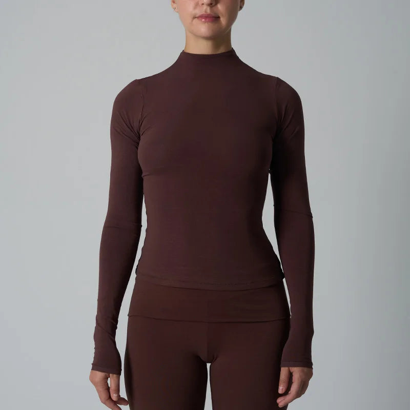 Women's Cotton-Spandex Long-Sleeve Fitted Tee