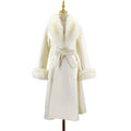 Women's Long Wool  Coat with Fox Fur Collar