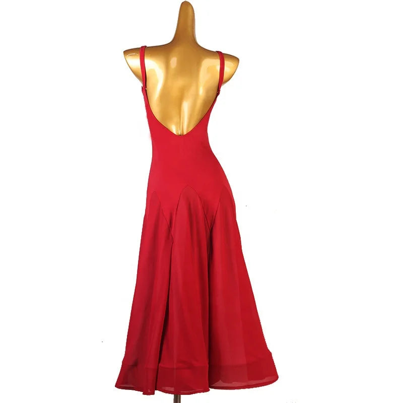 Women's Red V-Neck Backless Dance Dress | Windia