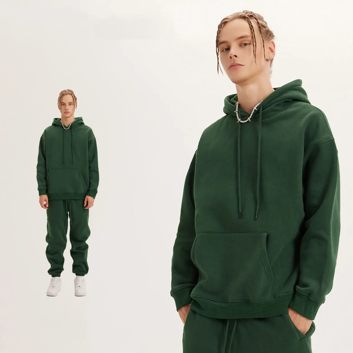 345 GSM Cotton-Blend Heavyweight Oversize Tracksuit Set - Hoodie & Sweatpants