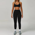 Beautiful Back Sports Bra & Flare Legging Set – Women's Nude Feel 2-Piece Gym Set
