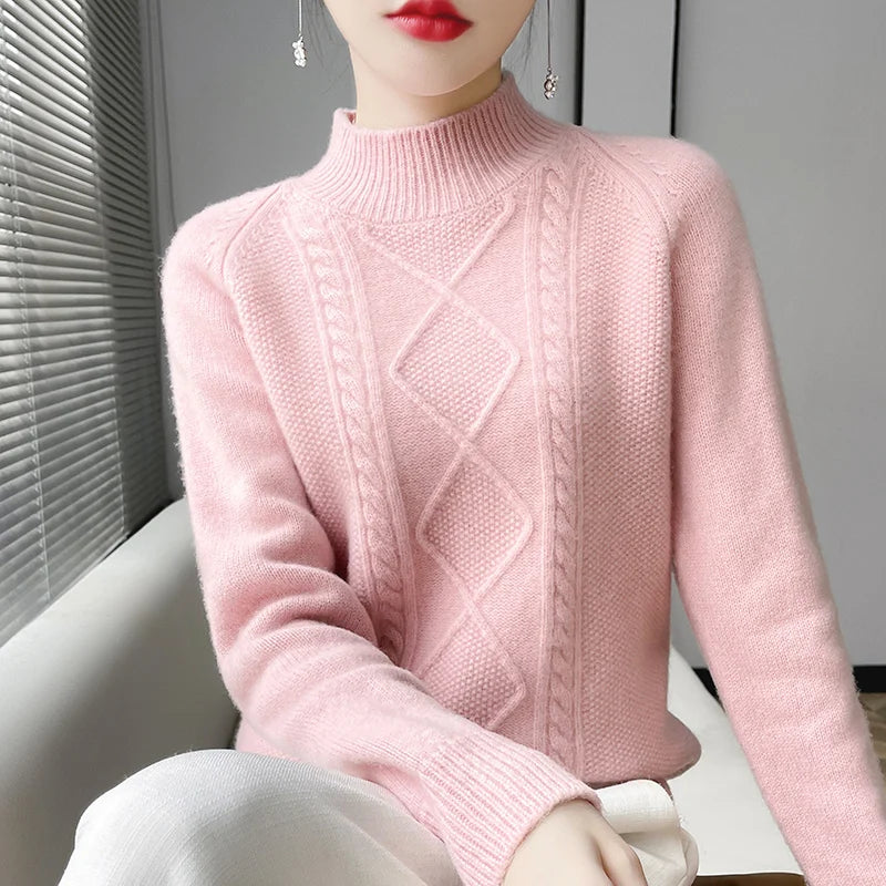 Women's Thick Wool Knit Sweater | Warm Winter Round-Neck Pullover