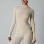 Women's Cotton-Spandex Long-Sleeve Fitted Tee