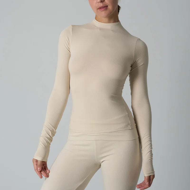 Women's Cotton-Spandex Long-Sleeve Fitted Tee