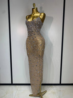 Women's Rhinestone Mesh Bodycon Evening Gown