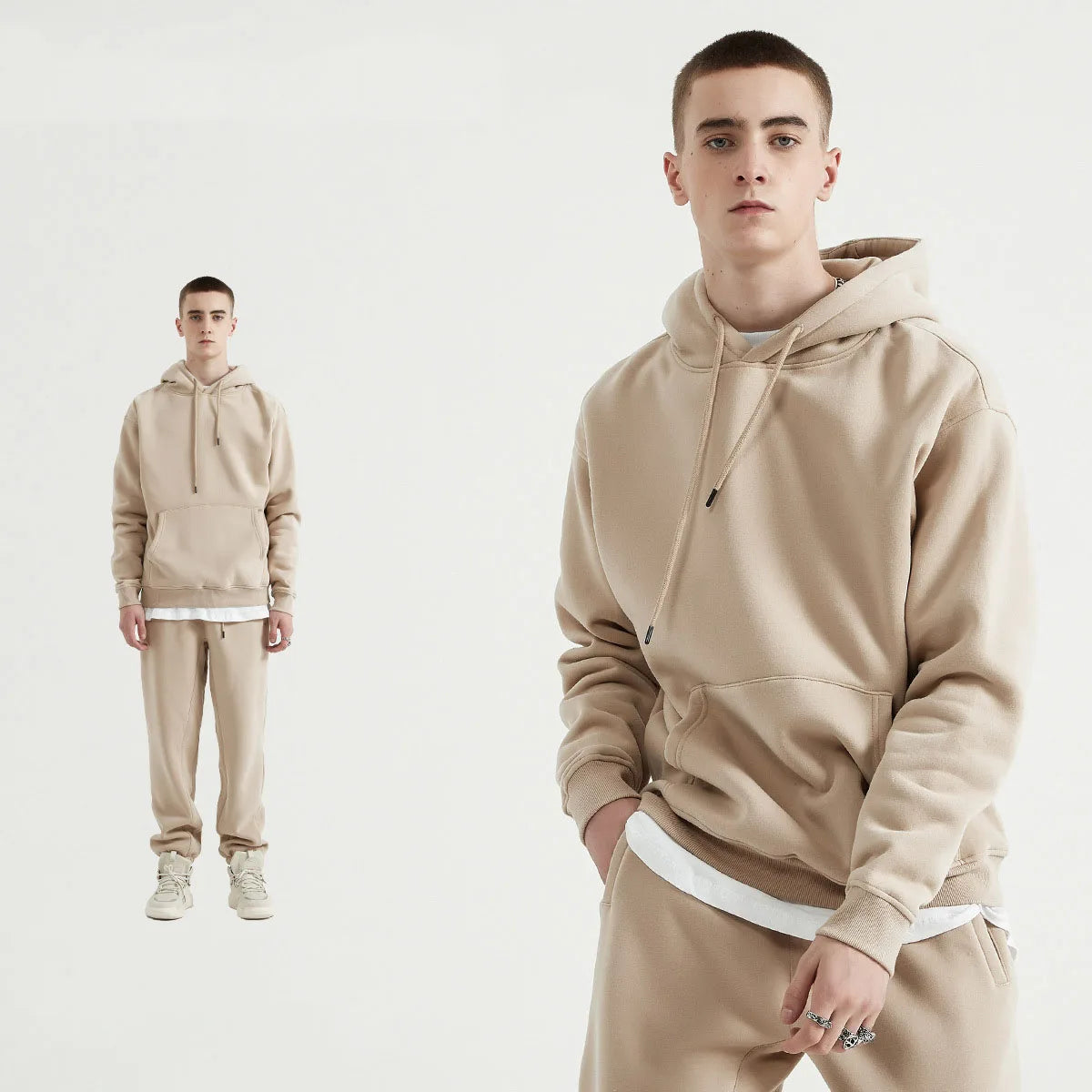 345 GSM Cotton-Blend Heavyweight Oversize Tracksuit Set - Hoodie & Sweatpants