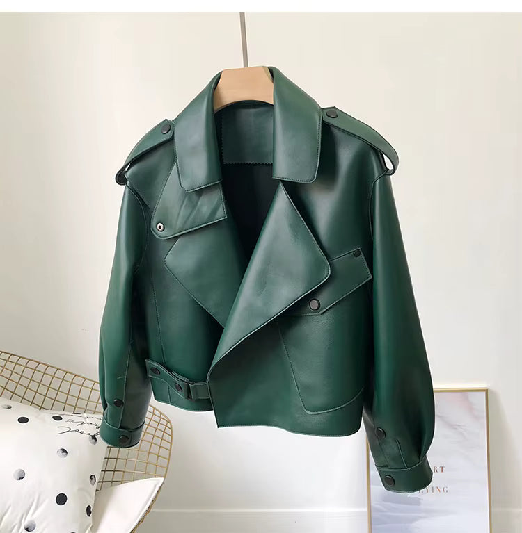 Women's  Leather Bomber Jacket