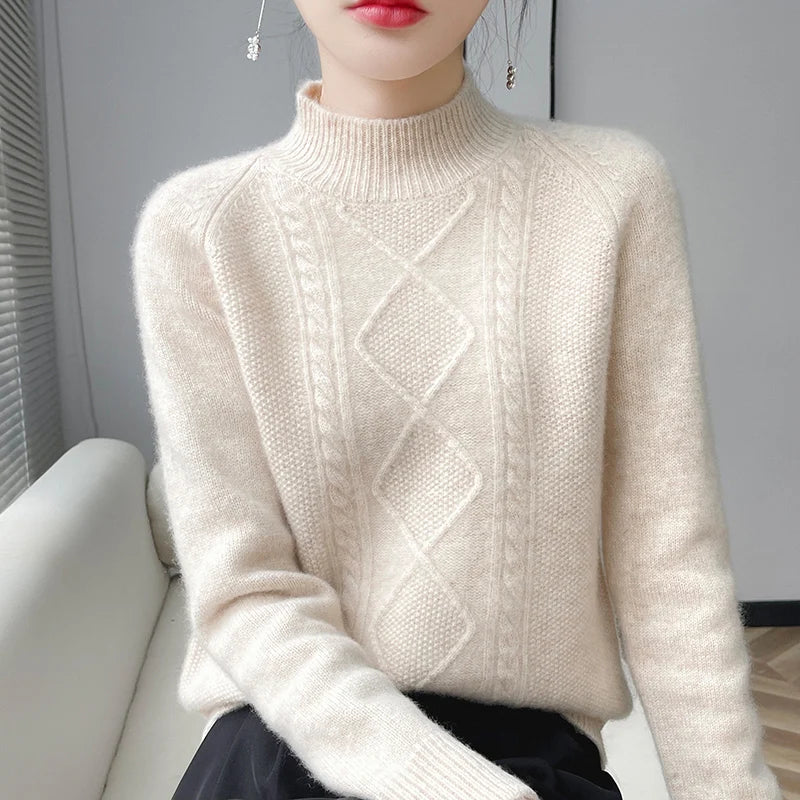 Women's Thick Wool Knit Sweater | Warm Winter Round-Neck Pullover