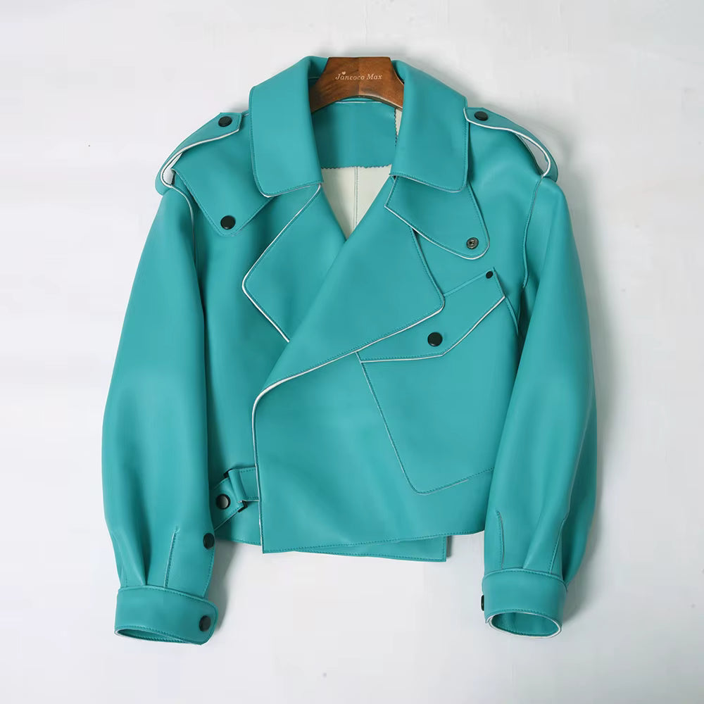 Sheepskin Leather Bomber Jacket - Windia