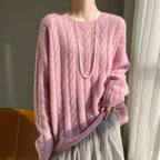 Women's Cashmere & Silk Knitted Sweater – Loose Crochet Pullover