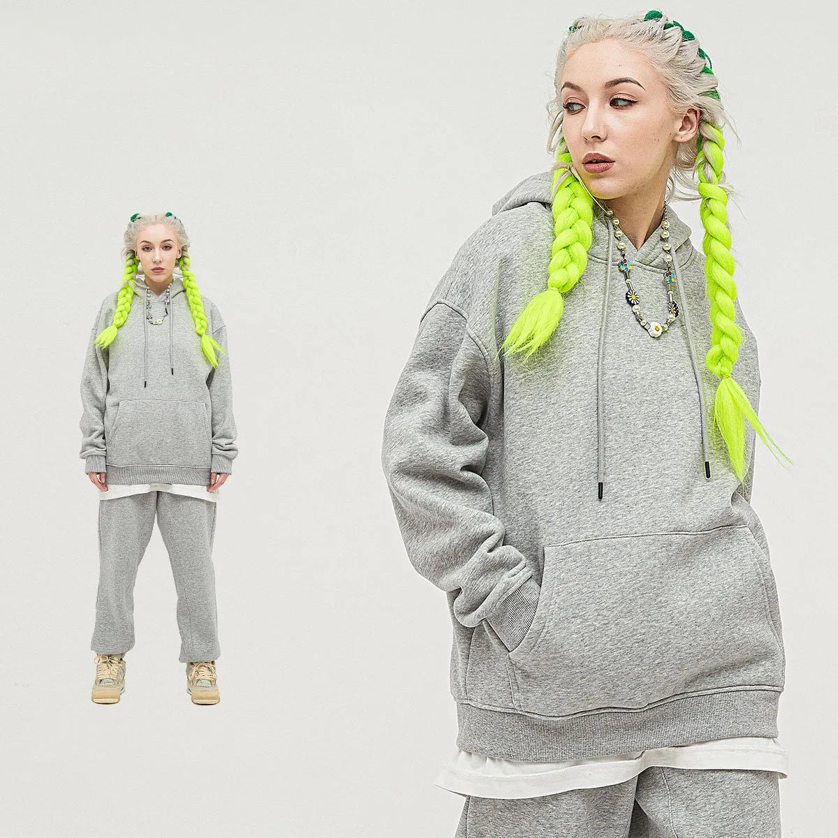 345 GSM Cotton-Blend Heavyweight Oversize Tracksuit Set - Hoodie & Sweatpants