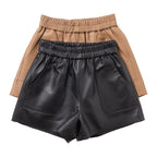 Women's Sheepskin Leather Wide-Leg Shorts