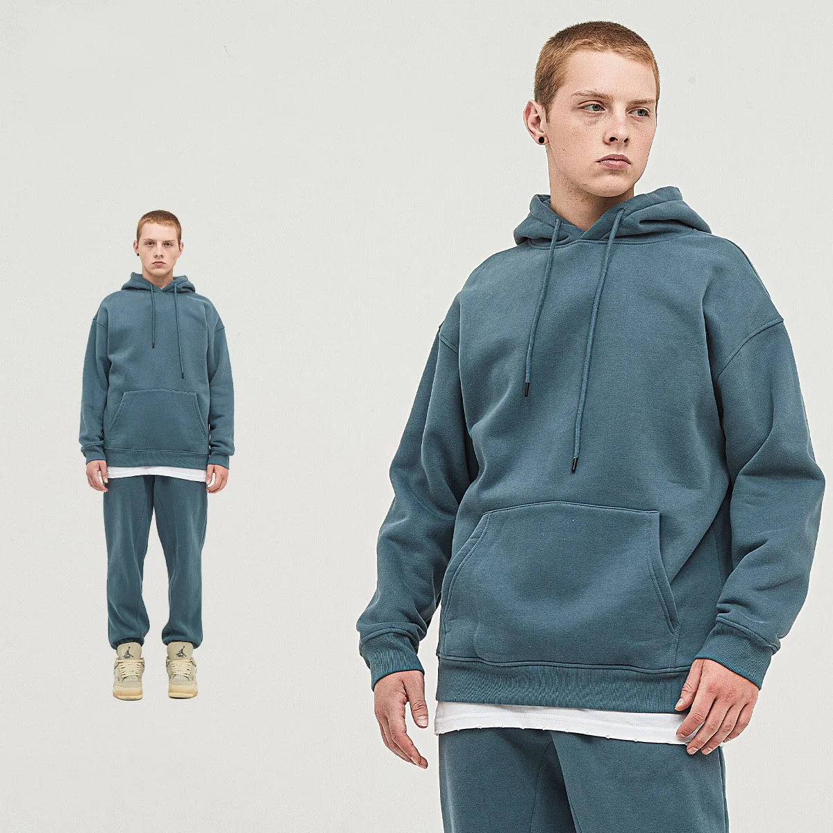 345 GSM Cotton-Blend Heavyweight Oversize Tracksuit Set - Hoodie & Sweatpants