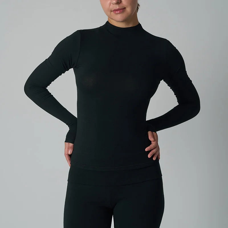 Women's Cotton-Spandex Long-Sleeve Fitted Tee