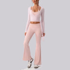 Women's V-Neck Wrap Top & High Waist Yoga Pants Set | 2 & 3-Piece Gym Outfit