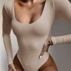 Women's Slim Fit Strapless Jumpsuit – Long Sleeve Skinny Fit Above Knee