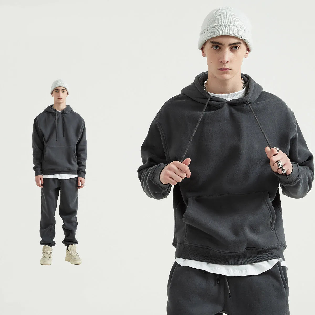 345 GSM Cotton-Blend Heavyweight Oversize Tracksuit Set - Hoodie & Sweatpants