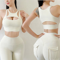 High Stretch Push Up Sports Bra – Hollow Breathable Yoga & Running Bra