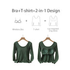Women's Long-Sleeve Top with Built-In Bra