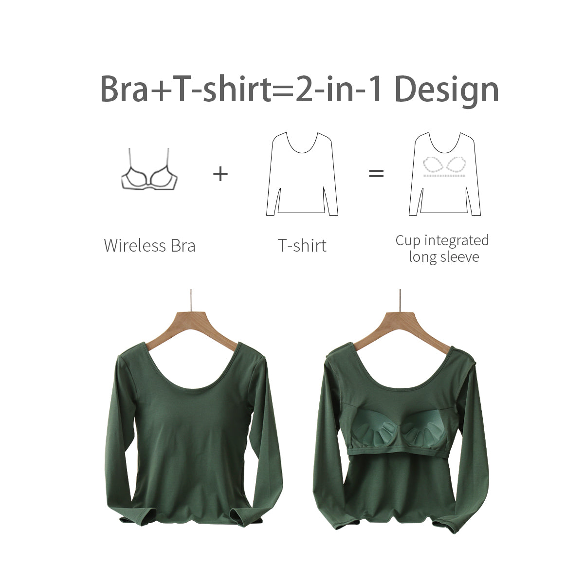 Women's Long-Sleeve Top with Built-In Bra