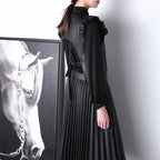 Women's Genuine Sheepskin Pleated Maxi Skirt