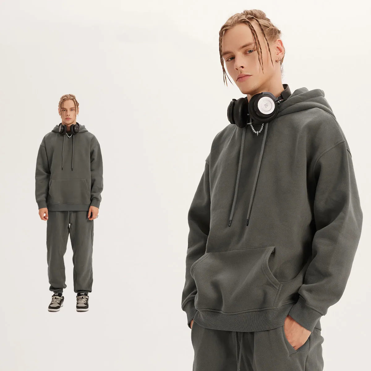 345 GSM Cotton-Blend Heavyweight Oversize Tracksuit Set - Hoodie & Sweatpants