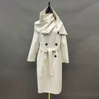 Women's Oversized Belted Scarf-Collar Coat
