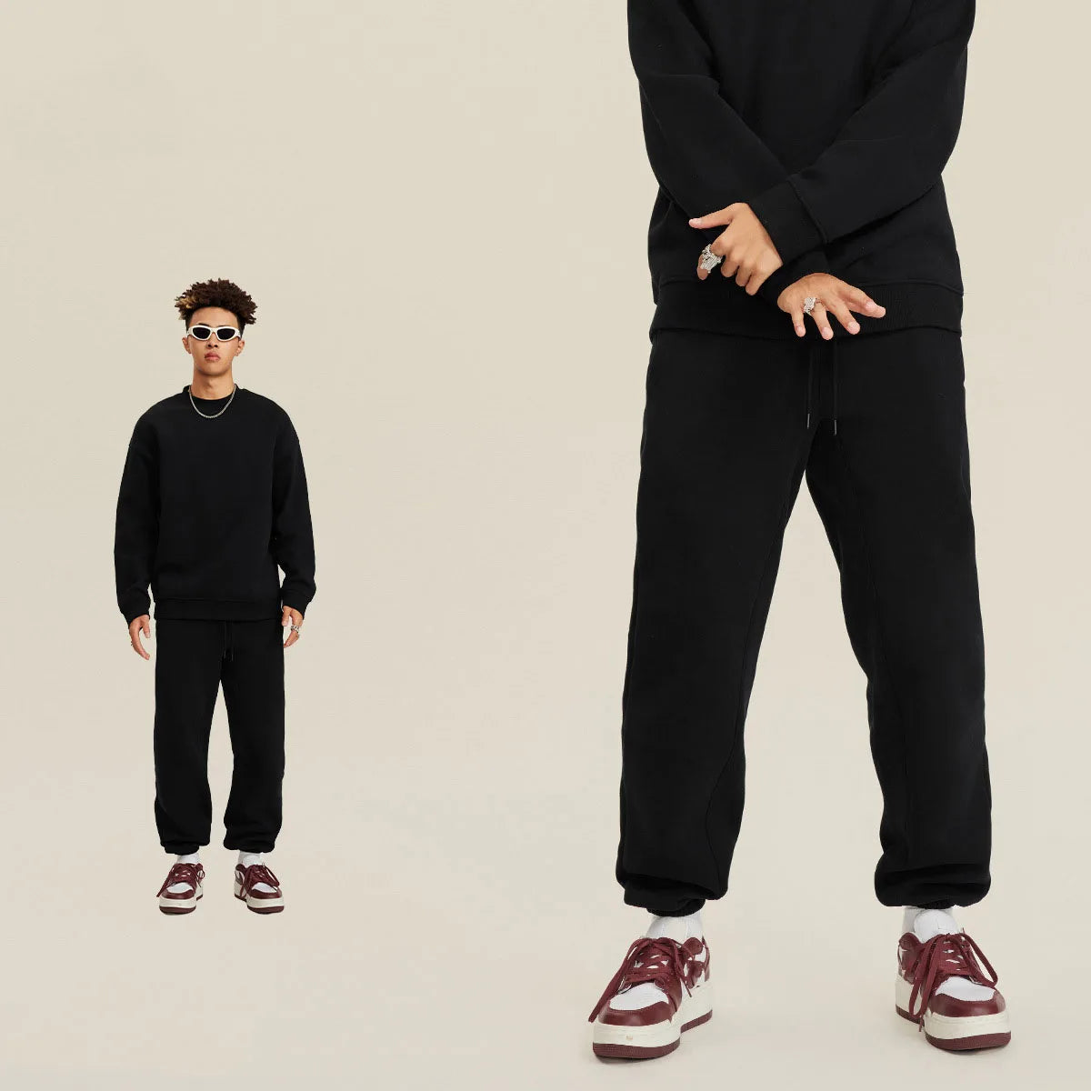 345 GSM Cotton-Blend Heavyweight Oversize Tracksuit Set - Hoodie & Sweatpants