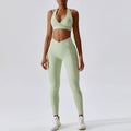 Scrunch Butt Crossover V-Cut Waist Leggings & Sports Bra Set
