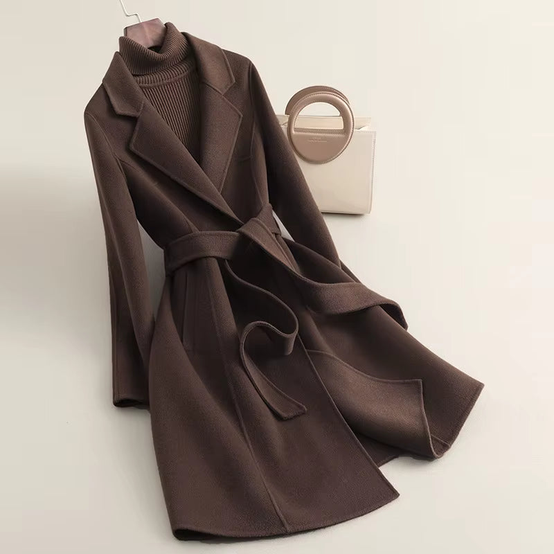 Women's Cashmere Wool Coat | Elegant Long Double-Sided Spring Coat - Windia
