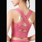Women's Cross Back High Support Sports Bra – Shockproof Fitness & Yoga Bra Top