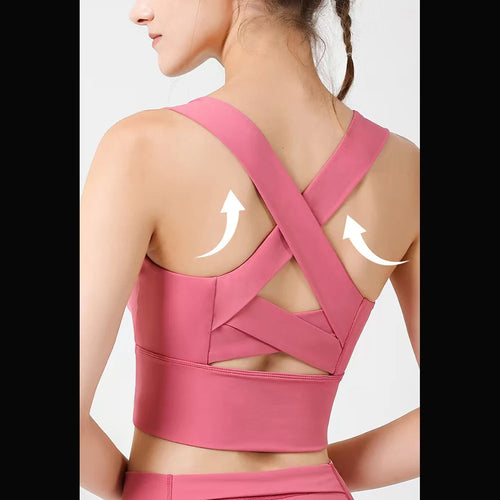 Women's Cross Back High Support Sports Bra – Shockproof Fitness & Yoga Bra Top