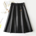 Women's Sheepskin Leather High-Waist Midi Skirt
