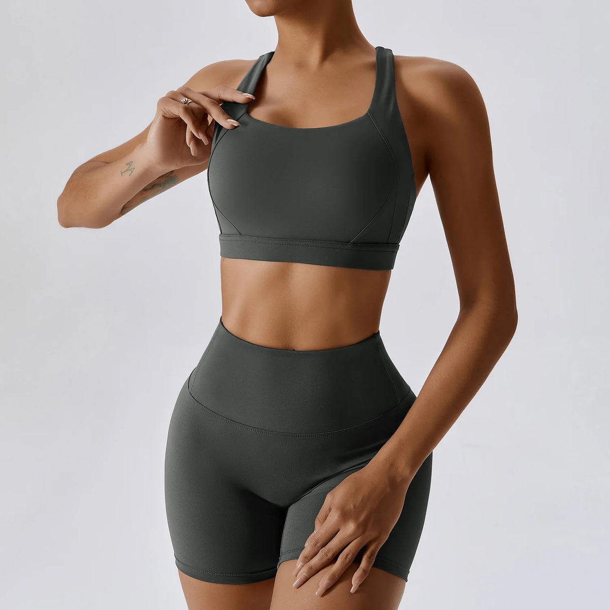 Women's 2-Piece Yoga Set – High Waist Sports Bra & Shorts or Leggings | Quick-Dry Gym Fitness Set