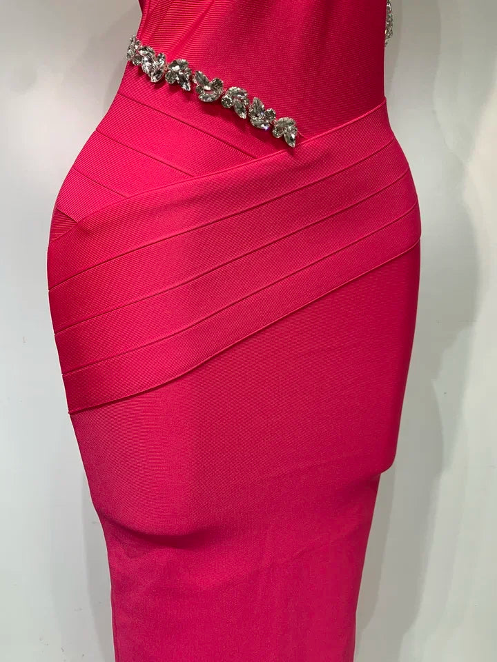 Women's Crystal Backless Bodycon Maxi Dress