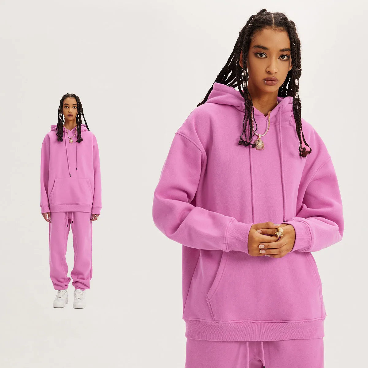 345 GSM Cotton-Blend Heavyweight Oversize Tracksuit Set - Hoodie & Sweatpants