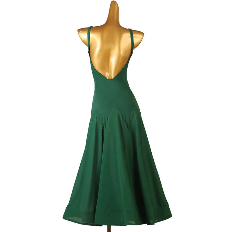 Women's Green V-Neck Backless Dance Dress | Windia