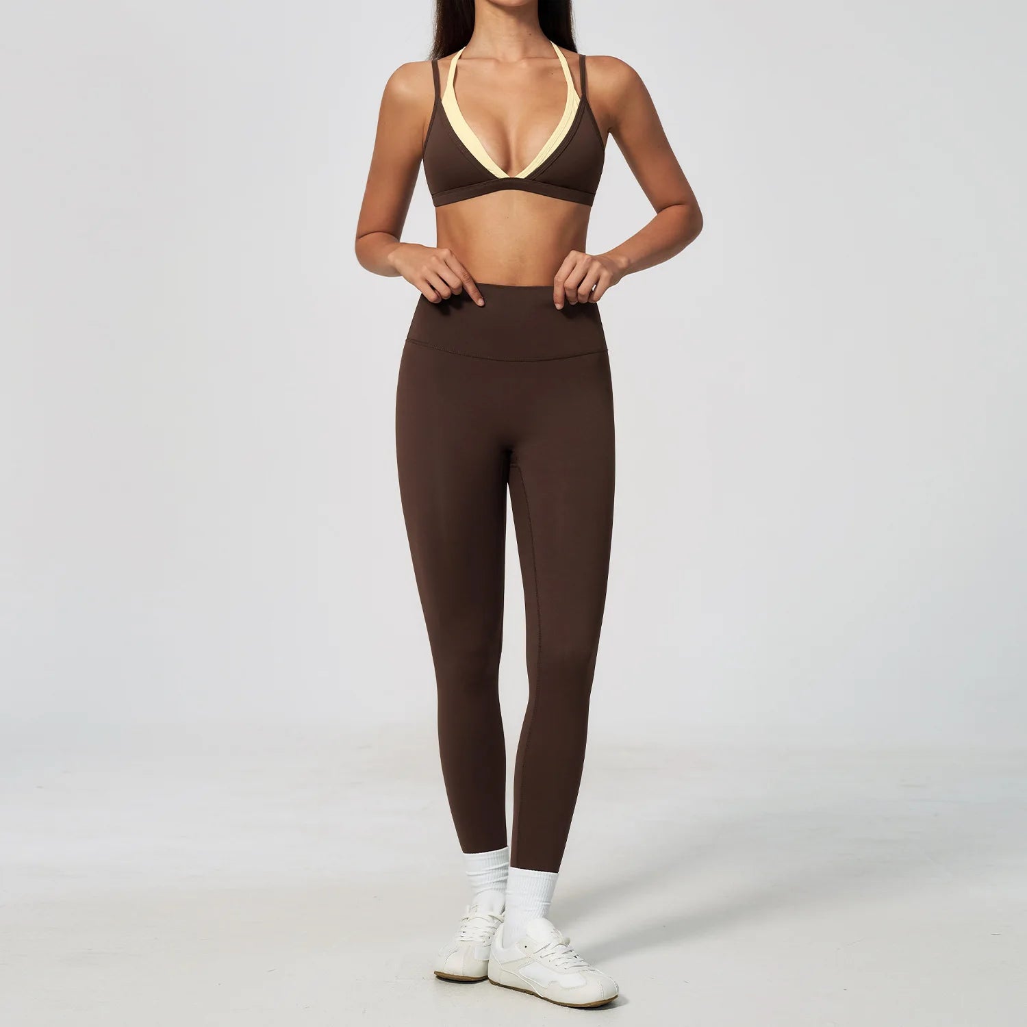 Y2K Contrast Colour Women's Yoga Set – High Waist Gym & Fitness Activewear