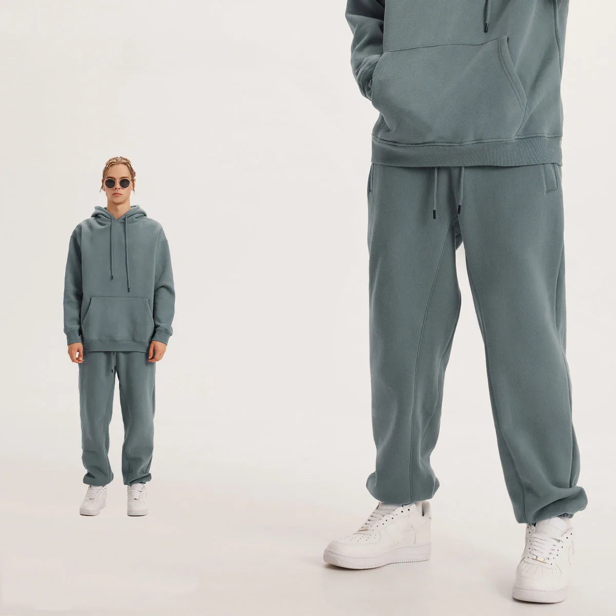 345 GSM Cotton-Blend Heavyweight Oversize Tracksuit Set - Hoodie & Sweatpants