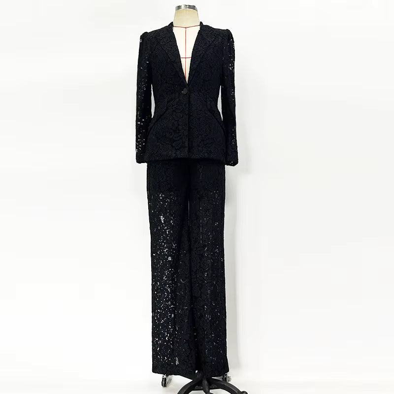 Lace Office Blazer & Pants Set – Women's 2-Piece Suit - Windia