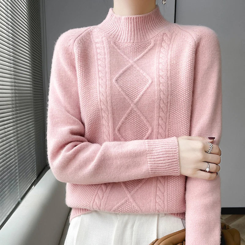 Women's Thick Wool Knit Sweater | Warm Winter Round-Neck Pullover
