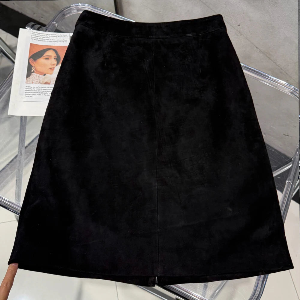 Women's Genuine Suede Leather Pencil Skirt | Windia