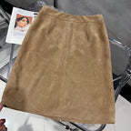 Women's Genuine Suede Leather Pencil Skirt | Windia