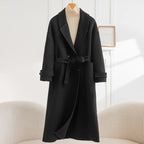 Women's Long Wool Coat | Double-Breasted V-Neck | Windia