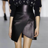 Real Sheepskin Leather Mini Skirt – Women's Black Zipper Slim Fit