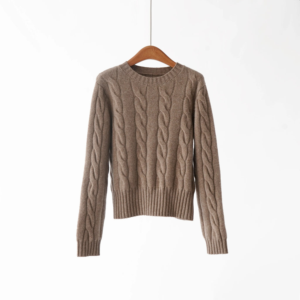 Women's Cashmere Knit Two-Piece Set | Cable Knit Sweater & Wide Leg Pants | Autumn Winter Loungewear