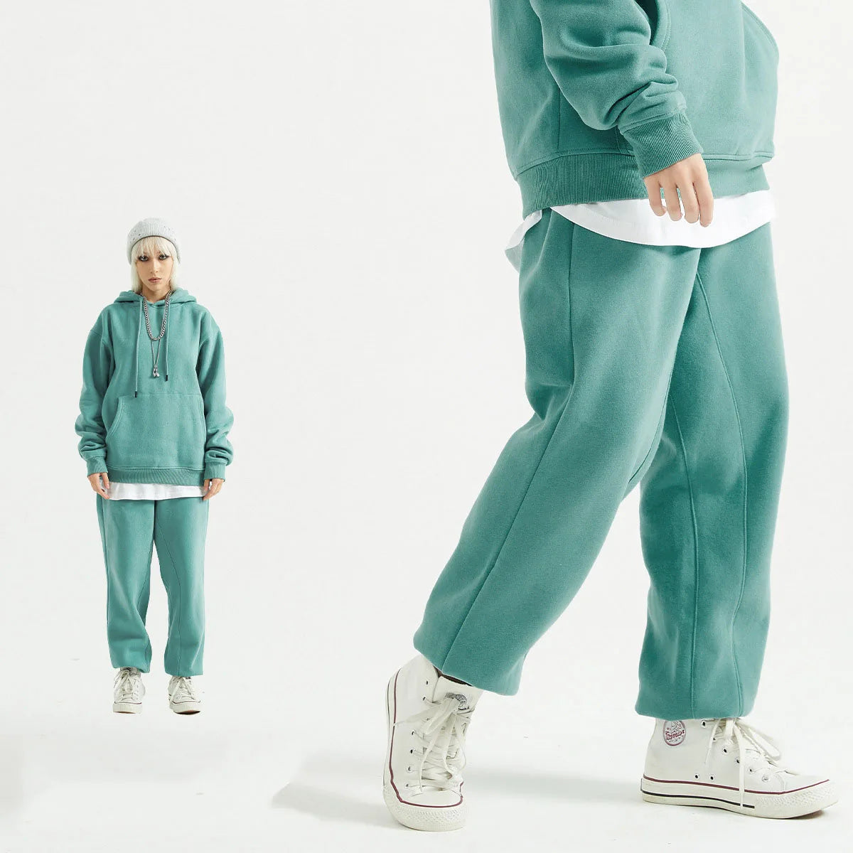 345 GSM Cotton-Blend Heavyweight Oversize Tracksuit Set - Hoodie & Sweatpants